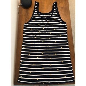 Striped blue tank with gold dots
